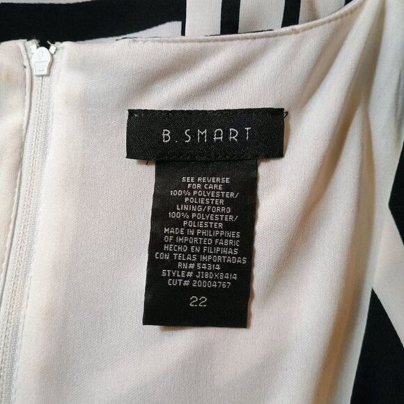 EUC: B. SMART Black & White Sze 22 Geometric Print Sleeveless Peplum Dress - Picture 3 of 5